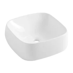 Vasque à poser en céramique l.39 x H.14,5 x P.39 cm, blanc brillant, Homesight Squircle