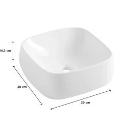 Vasque à poser en céramique l.39 x H.14,5 x P.39 cm, blanc brillant, Homesight Squircle