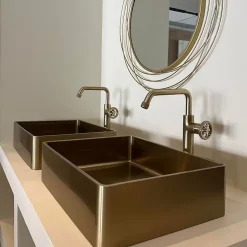 Vasque à poser en inox doré l.37 x H.13 x P.48 cm, Essebagno Luisa