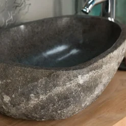 Vasque à poser en pierre naturelle galet de rivière 40 cm