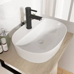 Vasque à poser ovale blanche en céramique, Homesight Faro