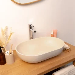 Vasque à poser ovale béton beige l.53 x H.13 cm Homesight Emmy