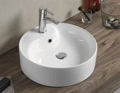 Vasque à poser ovale, céramique 46,5x46,5x14,5 cm Blanc