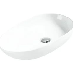 Vasque à poser ovale, céramique 55,5x30,5x11 cm Blanc