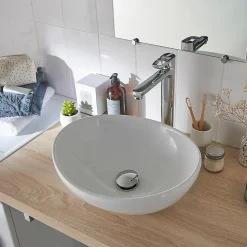Vasque à poser ovale céramique blanche GoodHome Nessa