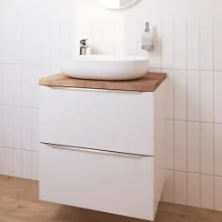 Vasque à poser ovale céramique blanc brillant GoodHome Cavally