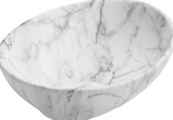Vasque à poser ovale, céramique 40,5x33x14 cm Blanc/gris
