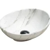 Vasque à poser ovale, céramique 40,5x33x14 cm Blanc/gris