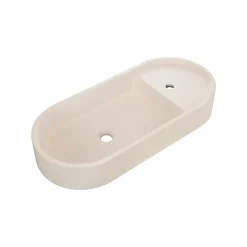 Vasque à poser ovale en béton beige effet moucheté l.80 x H.12 x P.36,5 cm, Homesight Pao