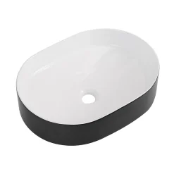 Vasque à poser ovale en céramique l.50 x H.13,5 x P.37 cm, noir et blanc, Homesight Albi
