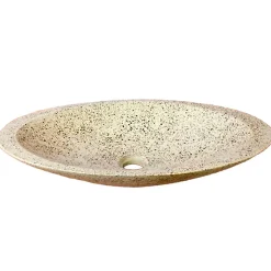 Vasque à poser ovale grise en Terrazzo pour salle de bain élégante