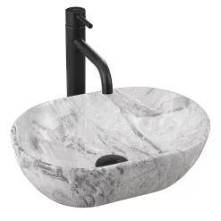 Vasque À Poser Rea Amelia Mini Stone Matt Light Grey Oval