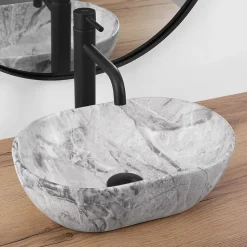 Vasque À Poser Rea Amelia Mini Stone Matt Light Grey Oval