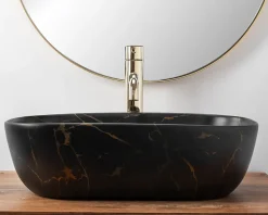 Vasque À Poser Rea Belinda Marble Matt Black Rectangle