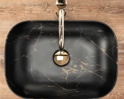 Vasque À Poser Rea Belinda Marble Matt Black Rectangle
