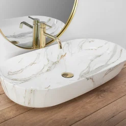 Vasque À Poser Rea Cleo 81 Shiny Aiax White Oval