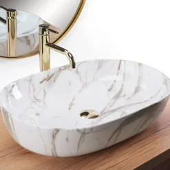 Vasque À Poser Rea Cleo 61 Shiny Aiax White Oval