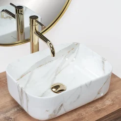 Vasque À Poser Rea Demi Mini Shiny Aiax White Rectangle