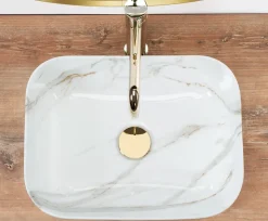 Vasque À Poser Rea Demi Mini Shiny Aiax White Rectangle