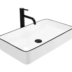 Vasque À Poser Rea Denis Black Gold Rectangle