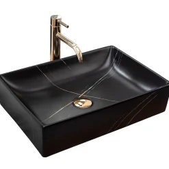 Vasque À Poser Rea Inga Marble- Nablatowa Black Rectangle