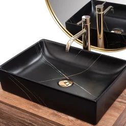 Vasque À Poser Rea Inga Marble- Nablatowa Black Rectangle