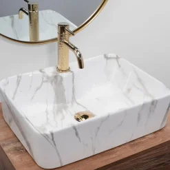 Vasque À Poser Rea Kelly Marmo White Rectangle