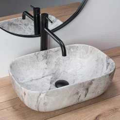 Vasque À Poser Rea Livia Stone Beige Rectangle