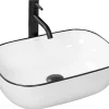 Vasque À Poser Rea Marbel White Black Rectangle