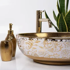 Vasque À Poser Rea Margot White Gold Round