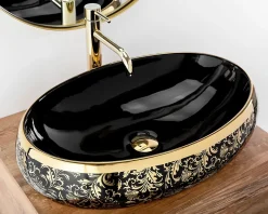 Vasque À Poser Rea Meryl Black Gold Oval