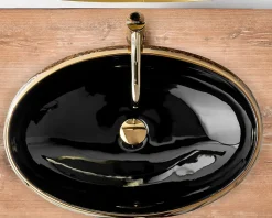 Vasque À Poser Rea Meryl Black Gold Oval