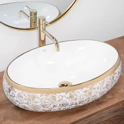 Vasque À Poser Rea Meryl White Gold Oval