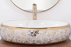 Vasque À Poser Rea Meryl White Gold Oval