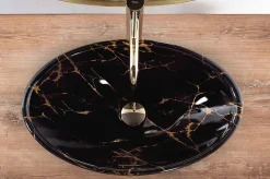 Vasque À Poser Rea Pamela Marble Shiny Black Oval