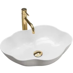 Vasque À Poser Rea Pearl White Oval