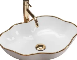 Vasque À Poser Rea Pearl White Gold Oval