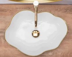 Vasque À Poser Rea Pearl White Gold Oval