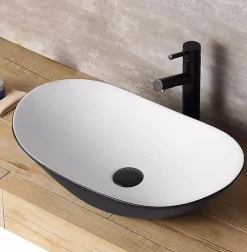Vasque À Poser Rea Royal White Black Oval