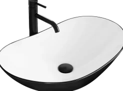 Vasque À Poser Rea Royal White Black Oval
