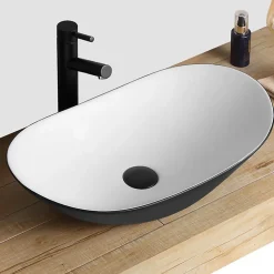 Vasque À Poser Rea Royal White Black Oval