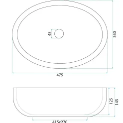 Vasque À Poser Rea Shila White Black Oval