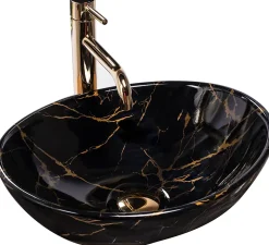 Vasque À Poser Rea Sofia Marble Shiny Black Oval