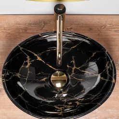 Vasque À Poser Rea Sofia Marble Shiny Black Oval