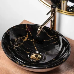 Vasque À Poser Rea Sofia Marble Shiny Black Oval