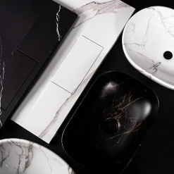 Vasque À Poser Rea Sofia Marble Shiny Black Oval