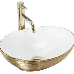 Vasque À Poser Rea Sofia White Gold Oval