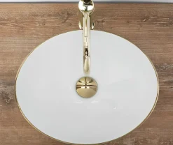 Vasque À Poser Rea Sofia White Gold Oval