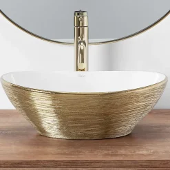 Vasque À Poser Rea Sofia White Gold Oval