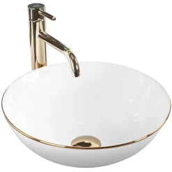 Vasque À Poser Rea Stella White Gold Round